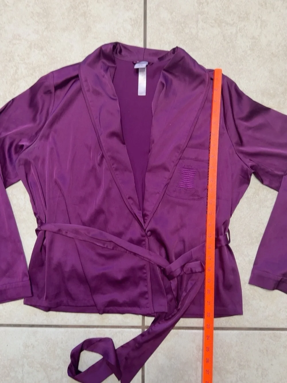 Savage X Fenty Purple Satin Smoking Jacket Robe Top Large